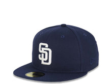 Load image into Gallery viewer, San Diego Padres New Era MLB 59FIFTY 5950 Fitted Cap Hat Light Navy Crown/Visor White Logo 2016 All-Star Game Side Patch Sky Blue UV