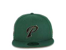 Load image into Gallery viewer, San Diego Padres New Era MLB 59FIFTY 5950 Fitted Cap Hat Green Crown/Visor Black/Wheat āPā Logo 40th Anniversary Side Patch Wheat UV