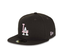 Load image into Gallery viewer, Los Angeles Dodgers New Era MLB 59FIFTY 5950 Fitted Cap Hat Brown Crown/Visor Pink/Cream Logo 100th Anniversary Side Patch Pink UV