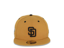 Load image into Gallery viewer, San Diego Padres New Era MLB 59FIFTY 5950 Fitted Cap Hat Tan Crown/Visor Black Logo 1998 World Series Side Patch Yellow UV