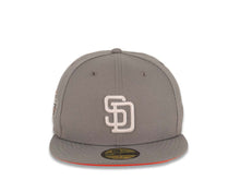 Load image into Gallery viewer, San Diego Padres New Era MLB 59FIFTY 5950 Fitted Cap Hat Gray Crown/Visor White Logo 1998 World Series Side Patch Orange UV