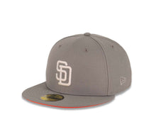 Load image into Gallery viewer, San Diego Padres New Era MLB 59FIFTY 5950 Fitted Cap Hat Gray Crown/Visor White Logo 1998 World Series Side Patch Orange UV