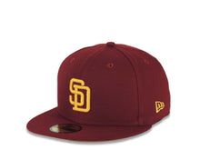 Load image into Gallery viewer, San Diego Padres New Era MLB 59FIFTY 5950 Fitted Cap Hat Cardinal Crown/Visor Yellow Logo 1998 World Series Side Patch Yellow UV
