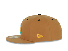 Load image into Gallery viewer, San Diego Padres New Era MLB 59FIFTY 5950 Fitted Cap Hat Light Brown Crown/Visor Yellow/Teal Logo 1998 World Series Side Patch Teal UV