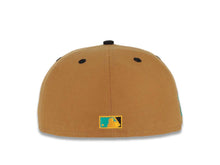 Load image into Gallery viewer, San Diego Padres New Era MLB 59FIFTY 5950 Fitted Cap Hat Light Brown Crown/Visor Yellow/Teal Logo 1998 World Series Side Patch Teal UV