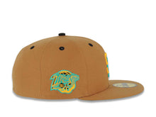 Load image into Gallery viewer, San Diego Padres New Era MLB 59FIFTY 5950 Fitted Cap Hat Light Brown Crown/Visor Yellow/Teal Logo 1998 World Series Side Patch Teal UV