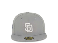 Load image into Gallery viewer, San Diego Padres New Era MLB 59FIFTY 5950 Fitted Cap Hat Gray Crown/Visor White Logo 1992 All-Star Game Side Patch Gray UV
