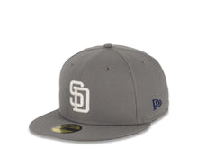 Load image into Gallery viewer, San Diego Padres New Era MLB 59FIFTY 5950 Fitted Cap Hat Gray Crown/Visor White Logo 1998 World Series Side Patch Gray UV