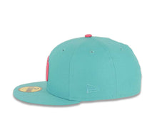 Load image into Gallery viewer, San Diego Padres New Era MLB 59FIFTY 5950 Fitted Cap Hat Teal Crown/Visor Magenta Logo 1992 All-Star Game Side Patch Magenta UV
