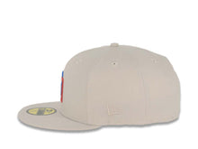 Load image into Gallery viewer, San Diego Padres New Era MLB 59FIFTY 5950 Fitted Cap Hat Stone Crown/Visor Metallic Red/Metallic Blue Logo Stadium Side Patch Sky Blue UV