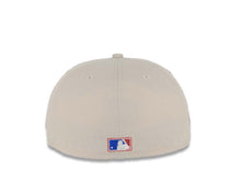 Load image into Gallery viewer, San Diego Padres New Era MLB 59FIFTY 5950 Fitted Cap Hat Stone Crown/Visor Metallic Red/Metallic Blue Logo Stadium Side Patch Sky Blue UV