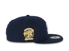 Load image into Gallery viewer, San Diego Padres New Era MLB 59FIFTY 5950 Fitted Cap Hat Navy Blue Crown/Visor White/Yellow Logo 25th Anniversary Side Patch Yellow UV