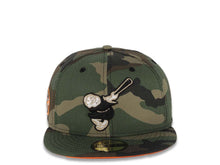 Load image into Gallery viewer, San Diego Padres New Era MLB 59FIFTY 5950 Fitted Cap Hat Camo Crown/Visor Black/Khaki Swinging Friar Logo 1978 All-Star Game Side Patch Neon Orange UV