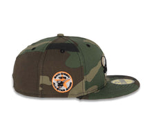 Load image into Gallery viewer, San Diego Padres New Era MLB 59FIFTY 5950 Fitted Cap Hat Camo Crown/Visor Black/Khaki Swinging Friar Logo 1978 All-Star Game Side Patch Neon Orange UV