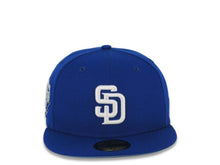 Load image into Gallery viewer, San Diego Padres New Era MLB 59FIFTY 5950 Fitted Cap Hat Light Royal Blue Crown/Visor White Logo 2016 All-Star Game Side Patch Sky Blue UV