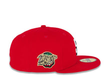 Load image into Gallery viewer, San Diego Padres New Era MLB 59FIFTY 5950 Fitted Cap Hat Red Crown/Visor White/Black Logo 1998 World Series Side Patch Yellow Green