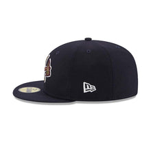 Load image into Gallery viewer, Atlanta Braves New Era MLB 59FIFTY 5950 Fitted Cap Hat Navy Blue Crown/Visor Olive Green/Maroon Logo 40th Anniversary Side Patch (Botanical)