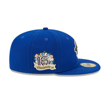 Load image into Gallery viewer, Toronto Blue Jays New Era MLB 59FIFTY 5950 Fitted Cap Hat Royal Blue Crown/Visor Olive Green Logo 10th Anniversary Side Patch (Botanical)