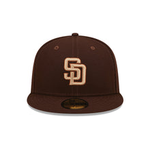 Load image into Gallery viewer, San Diego Padres New Era MLB 59FIFTY 5950 Fitted Cap Hat Brown Crown/Visor Khaki/Metallic Brown Logo (Mono Camo)