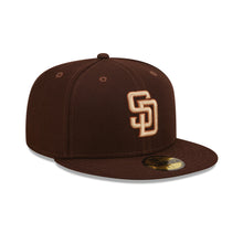 Load image into Gallery viewer, San Diego Padres New Era MLB 59FIFTY 5950 Fitted Cap Hat Brown Crown/Visor Khaki/Metallic Brown Logo (Mono Camo)
