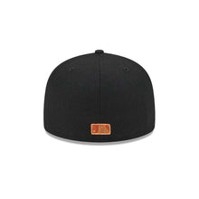 Load image into Gallery viewer, Atlanta Braves New Era MLB 59FIFTY 5950 Fitted Cap Hat Black Crown/Visor Metallic Brown/Orange Logo Orange UV (Metallic Pop)