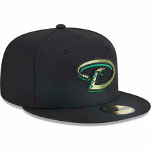Load image into Gallery viewer, Arizona Diamondbacks New Era MLB 59FIFTY 5950 Fitted Cap Hat Black Crown/Visor Metallic Green Snake Cooperstown Logo (Metallic Pop)