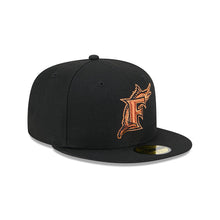 Load image into Gallery viewer, Florida Marlins New Era MLB 59FIFTY 5950 Fitted Cap Hat Black Crown/Visor Metallic Brown/Orange Logo (Metallic Pop)