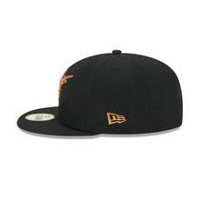 Load image into Gallery viewer, Florida Marlins New Era MLB 59FIFTY 5950 Fitted Cap Hat Black Crown/Visor Metallic Brown/Orange Logo (Metallic Pop)