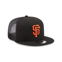 Load image into Gallery viewer, San Francisco Giants New Era MLB 9FIFTY 950 Trucker Mesh Snapback Cap Hat Black Crown/Visor Orange Logo