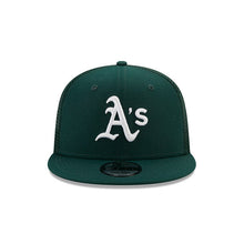 Load image into Gallery viewer, Oakland A's Athletics New Era MLB 9FIFTY 950 Trucker Mesh Snapback Cap Hat Dark Green Crown/Visor White Logo