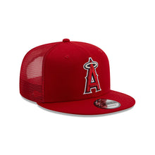Load image into Gallery viewer, Los Angeles Anaheim Angels New Era MLB 9FIFTY 950 Trucker Mesh Snapback Cap Hat Red Crown/Visor Team Color Logo