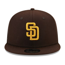Load image into Gallery viewer, (Youth) San Diego Padres New Era MLB Kid 9FIFTY 950 Trucker Mesh Snapback Cap Hat Brown Crown/Visor Yellow Logo