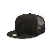 Load image into Gallery viewer, (Youth) San Diego Padres New Era MLB Trucker Mesh 9FIFTY 950 Kid Snapback Cap Hat Black Crown/Visor Black Logo