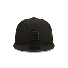 Load image into Gallery viewer, (Youth) San Diego Padres New Era MLB Trucker Mesh 9FIFTY 950 Kid Snapback Cap Hat Black Crown/Visor Black Logo