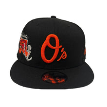 Load image into Gallery viewer, Baltimore Orioles New Era MLB 9FIFTY 950 Snapback Cap Hat Black Crown/Visor Orange Logo (Icon)