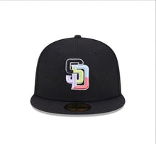 Load image into Gallery viewer, San Diego Padres New Era MLB 9FIFTY 950 Snapback Cap Hat Black Crown/Visor Multi-Color Logo 1998 World Series Side Patch (Color Pack)