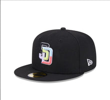 Load image into Gallery viewer, San Diego Padres New Era MLB 9FIFTY 950 Snapback Cap Hat Black Crown/Visor Multi-Color Logo 1998 World Series Side Patch (Color Pack)