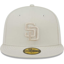 Load image into Gallery viewer, San Diego Padres New Era MLB 59FIFTY 5950 Fitted Cap Hat Cream Crown/Visor Cream Logo (Color Pack)