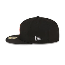 Load image into Gallery viewer, Baltimore Orioles New Era MLB 59FIFTY 5950 Fitted Cap Hat Black Crown/Visor White/Orange Metallic Logo 60th Anniversary Side Patch Green UV