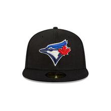Load image into Gallery viewer, Toronto Blue Jays New Era MLB 59FIFTY 5950 Fitted Cap Hat Black Crown/Visor Team Color Metallic Logo 40th Season Side Patch Green UV