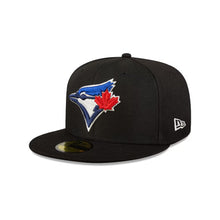 Load image into Gallery viewer, Toronto Blue Jays New Era MLB 59FIFTY 5950 Fitted Cap Hat Black Crown/Visor Team Color Metallic Logo 40th Season Side Patch Green UV