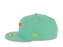Load image into Gallery viewer, (City Connect Colors) San Diego Padres New Era MLB 59FIFTY 5950 Fitted Cap Hat Light Teal Crown/Visor Magenta/Yellow Script Logo Stadium Side Patch