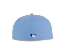 Load image into Gallery viewer, San Diego Padres New Era MLB 59FIFTY 5950 Fitted Cap Hat Sky Blue Crown/Visor Royal Blue/Metallic Silver Script Logo 25th Anniversary Side Patch