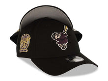 Load image into Gallery viewer, San Diego Padres New Era MLB 9FORTY 940 Adjustable Cap Hat Black Crown/Visor Maroon/Gold Swinging Friar Logo 25th Anniversary Side Patch Gray UV