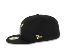 Load image into Gallery viewer, (Youth) San Diego Padres New Era MLB 59FIFTY 5950 Kid Fitted Cap Hat Black Crown/Visor Maroon/Metallic Gold Swinging Friar Logo 25th Anniversary Patch