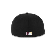 Load image into Gallery viewer, (Youth) San Diego Padres New Era MLB 59FIFTY 5950 Kid Fitted Cap Hat Black Crown/Visor Maroon/Metallic Gold Swinging Friar Logo 25th Anniversary Patch