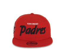 Load image into Gallery viewer, San Diego Padres New Era MLB 59FIFTY 5950 Fitted Cap Hat Red Crown/Visor White/Black Script Logo Established 1969 Side Patch Gray UV