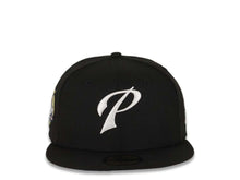 Load image into Gallery viewer, San Diego Padres New Era MLB 59FIFTY 5950 Fitted Cap Hat Black Crown/Visor White "P" Logo 40th Anniversary Side Patch Gray UV