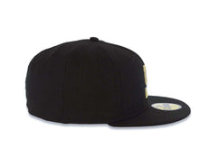 Load image into Gallery viewer, San Diego Padres New Era MLB 59FIFTY 5950 Fitted Cap Hat Black Crown/Visor Metallic Gold Pacific Coast League PCL S Logo Black UV