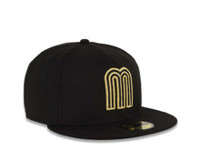 Load image into Gallery viewer, Mexico New Era 59FIFTY 5950 Fitted Cap Hat Black Crown/Visor Black/Metallic Gold Logo